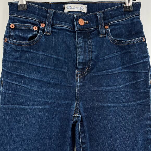 Madewell (25) 25x27.5 Short High Rise Alley Straight Jeans Blue Dark Wash - Picture 3 of 10